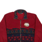 TOSANI Mens Red & Navy Fleece Jacket S Polyester Full Zip Tribal Pattern Casual