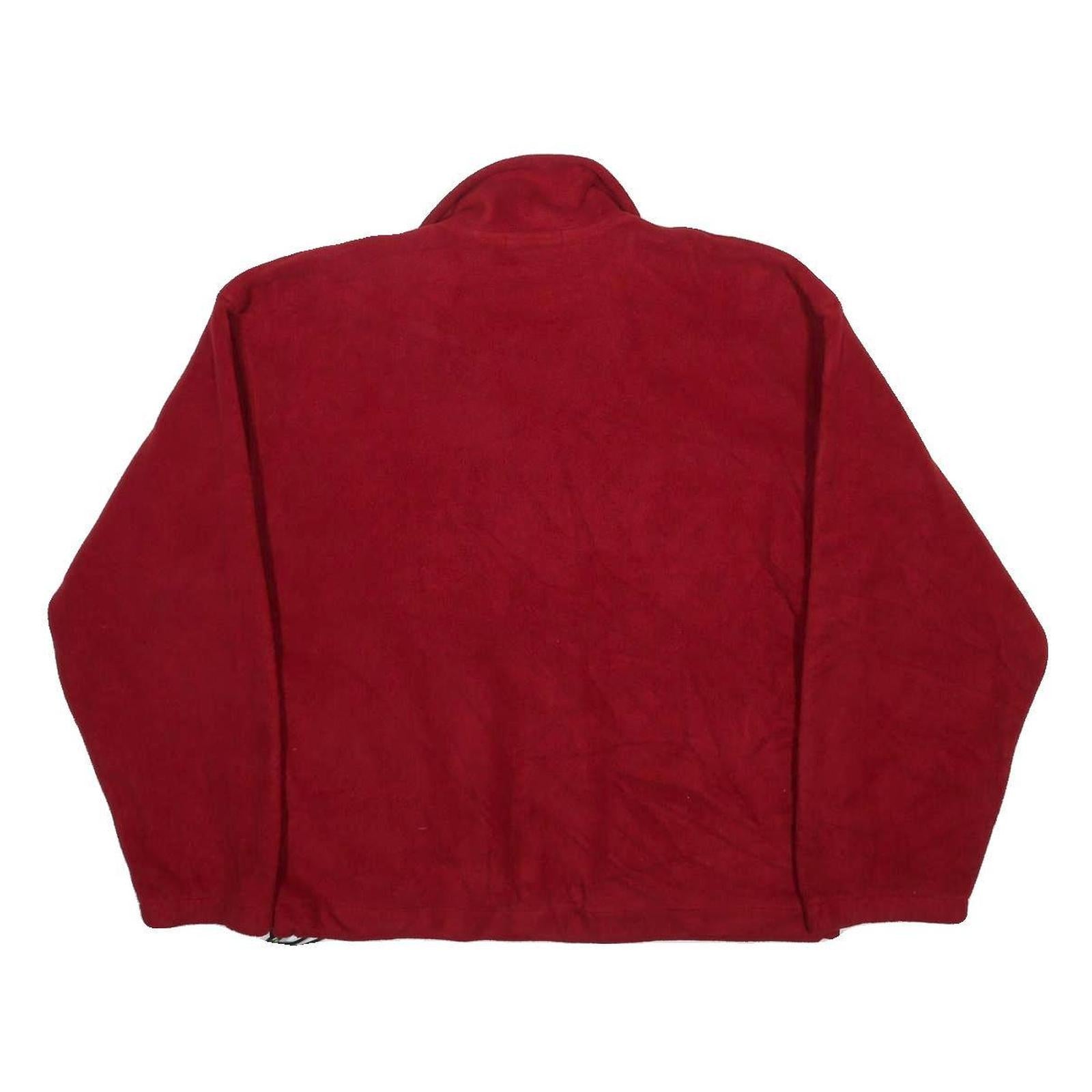 TOSANI Mens Red & Navy Fleece Jacket S Polyester Full Zip Tribal Pattern Casual