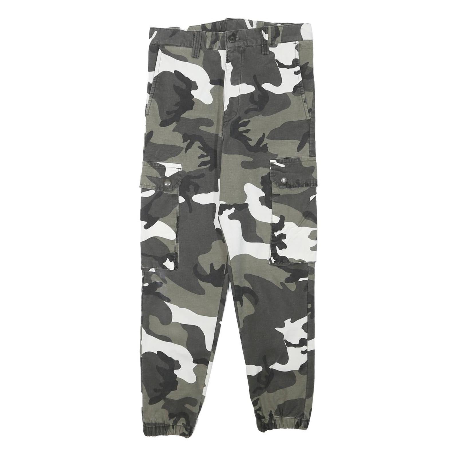 Womens Lined Relaxed Cotton Blend Camouflage Cargo Trousers W28 L25 Casual
