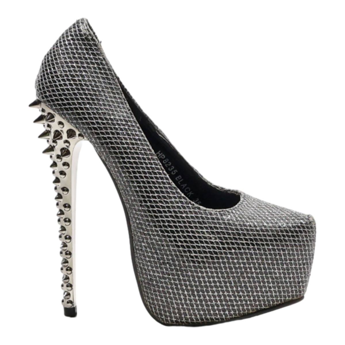 JUMEX Platform Heels Silver Synthetic Womens UK 2