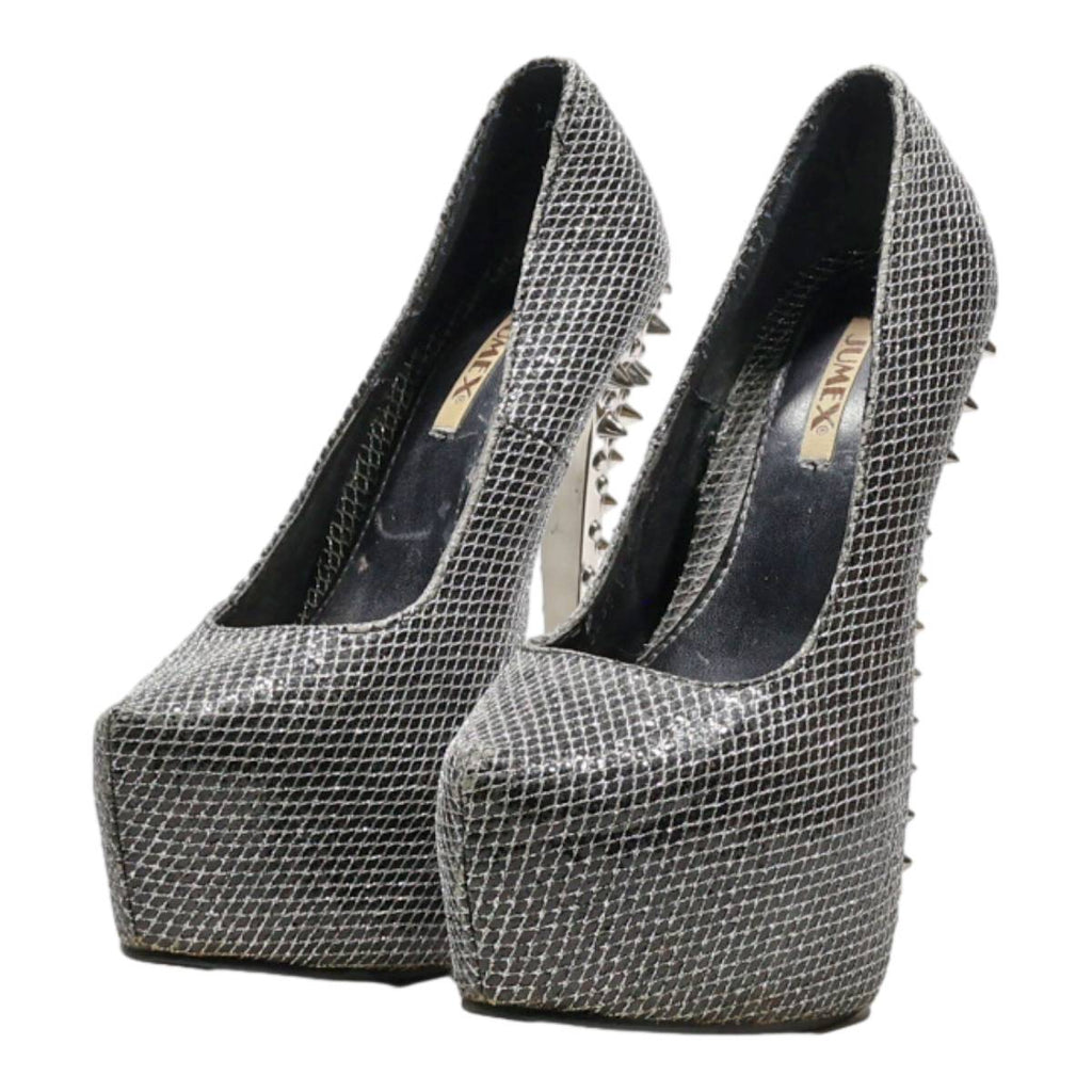 JUMEX Platform Heels Silver Synthetic Womens UK 2
