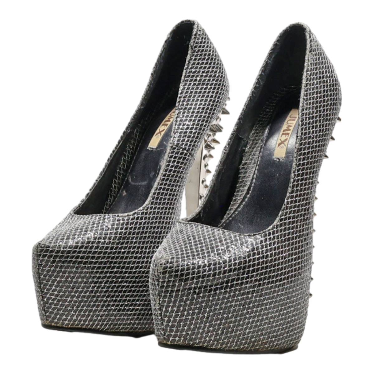 JUMEX Platform Heels Silver Synthetic Womens UK 2