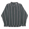 Mens Black Stripe Pattern Cotton Shirt L Casual Long Sleeve Button Front