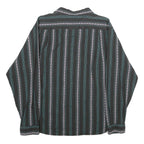 Mens Black Stripe Pattern Cotton Shirt L Casual Long Sleeve Button Front