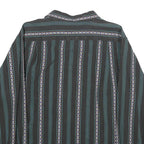 Mens Black Stripe Pattern Cotton Shirt L Casual Long Sleeve Button Front