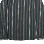 Mens Black Stripe Pattern Cotton Shirt L Casual Long Sleeve Button Front