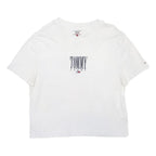 TOMMY HILFIGER Womens White Graphic T-Shirt L Short Sleeve Crew Neck Logo Print