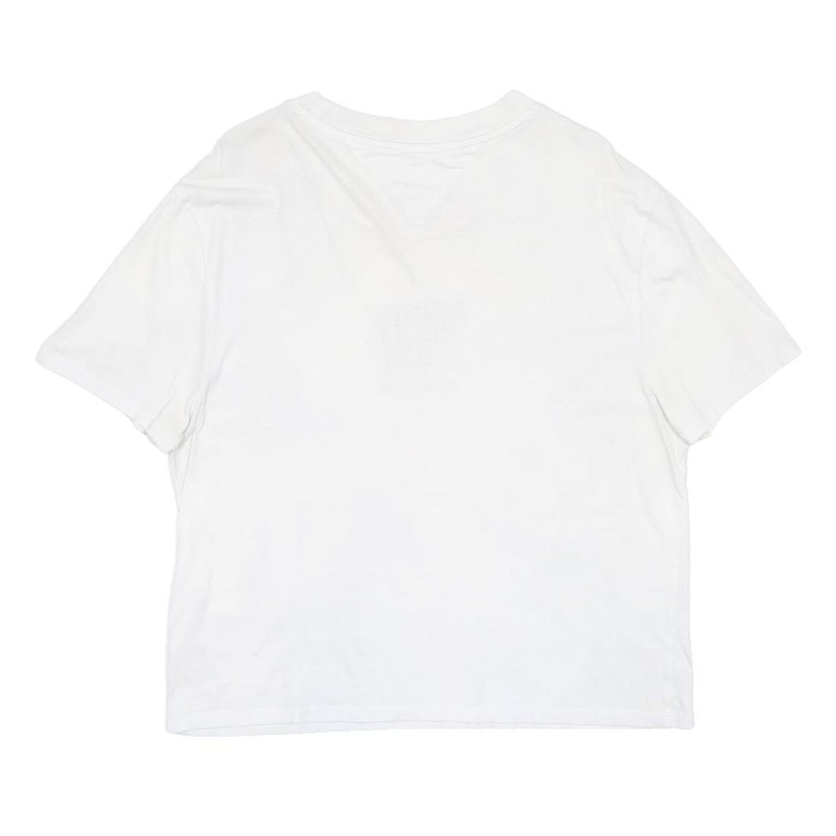 TOMMY HILFIGER Womens White Graphic T-Shirt L Short Sleeve Crew Neck Logo Print