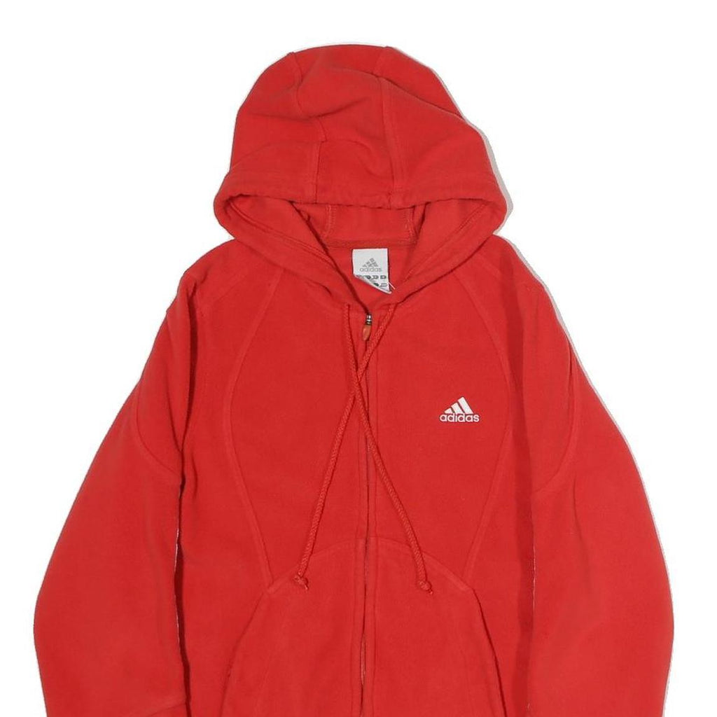 ADIDAS Womens Red Hoodie UK 10 Full Zip Sports Casual Sweatshirt
