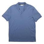 CALVIN KLEIN Mens Blue Short Sleeve Plain L Cotton Polo Shirt Casual Basic