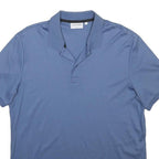 CALVIN KLEIN Mens Blue Short Sleeve Plain L Cotton Polo Shirt Casual Basic