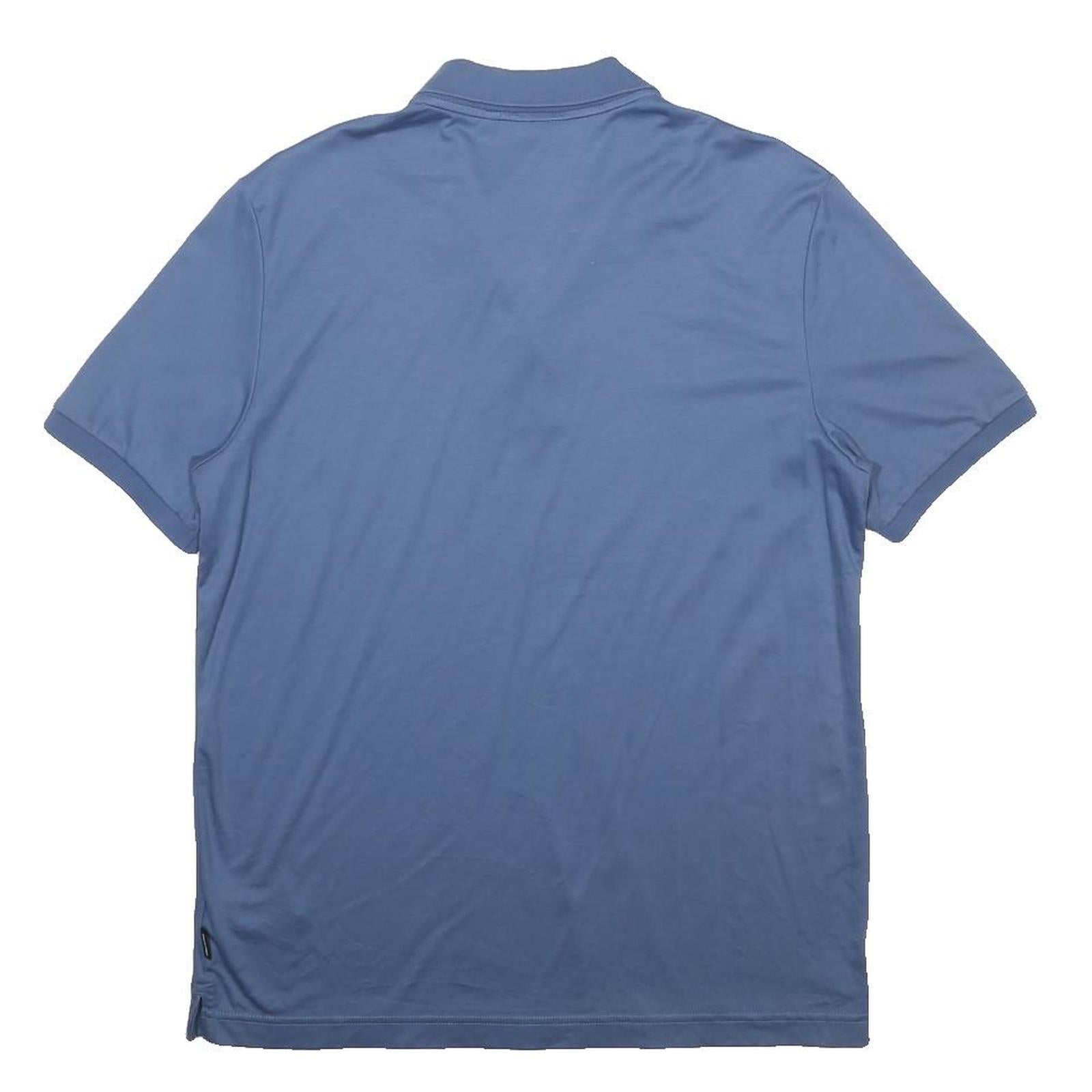 CALVIN KLEIN Mens Blue Short Sleeve Plain L Cotton Polo Shirt Casual Basic