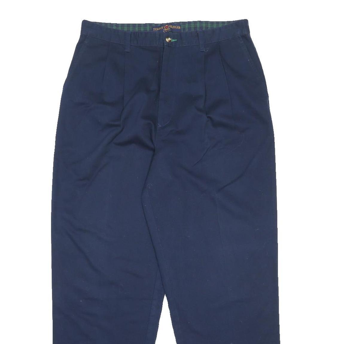 TOMMY HILFIGER Mens Cotton Navy Relaxed Straight Trousers W36 L32 Classic Casual