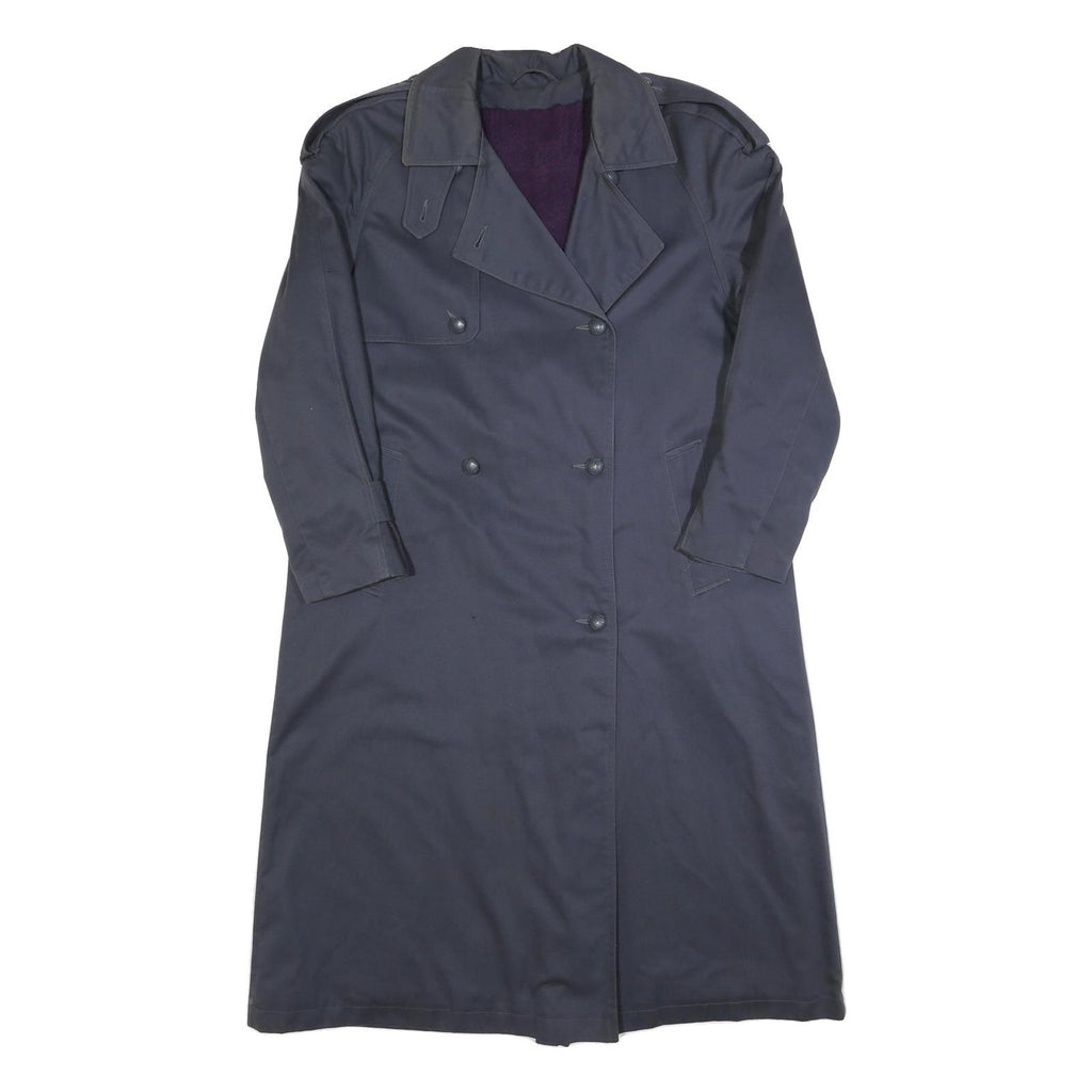 TOPLINE Womens Blue Button Cotton Blend Classic Regular Fit Trench Jacket M