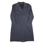 TOPLINE Womens Blue Button Cotton Blend Classic Regular Fit Trench Jacket M