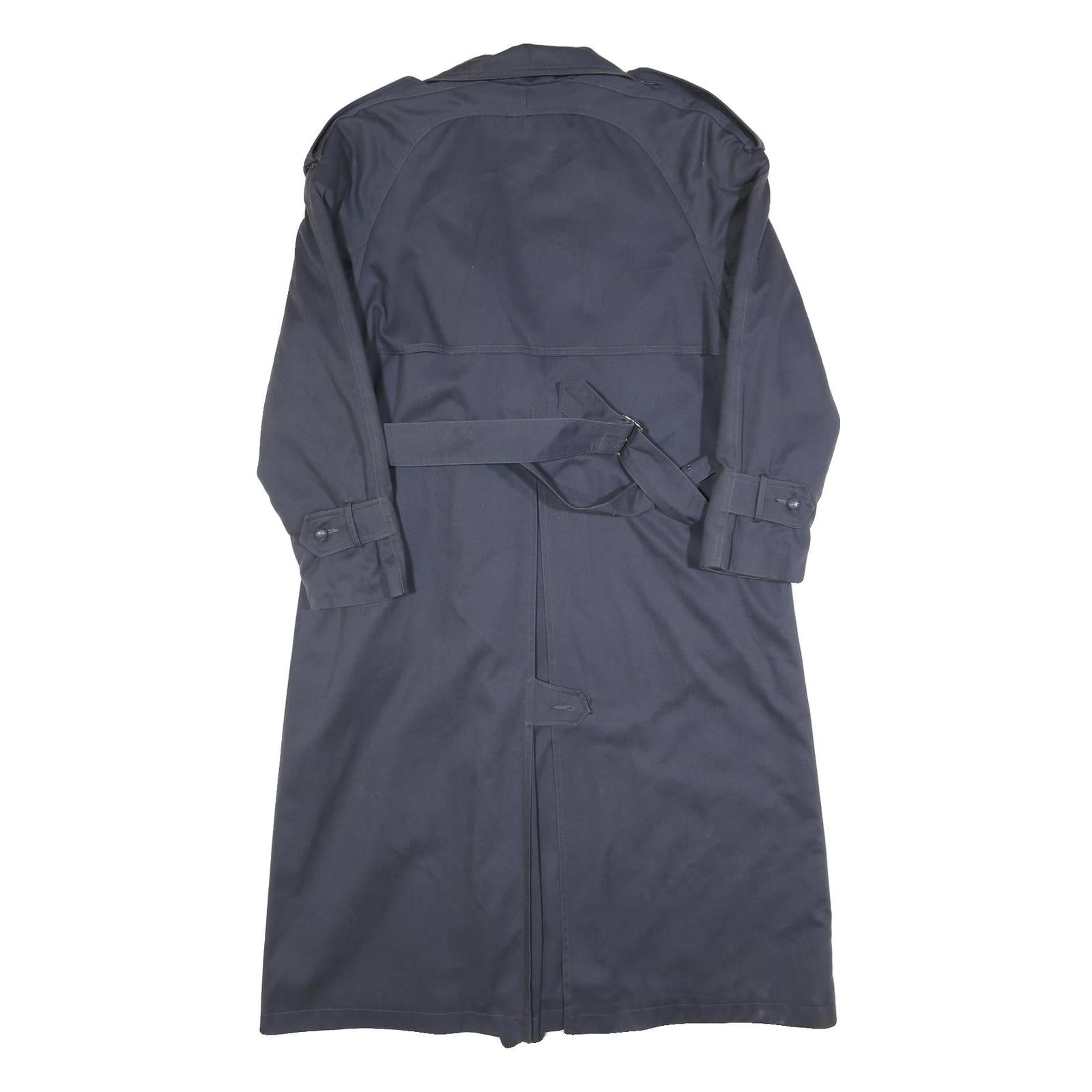 TOPLINE Womens Blue Button Cotton Blend Classic Regular Fit Trench Jacket M