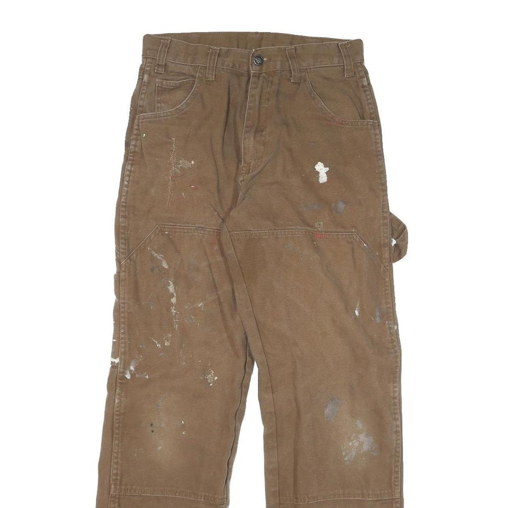 DICKIES Mens Cotton Blend Brown Regular Fit Straight Leg Trousers W26 L30