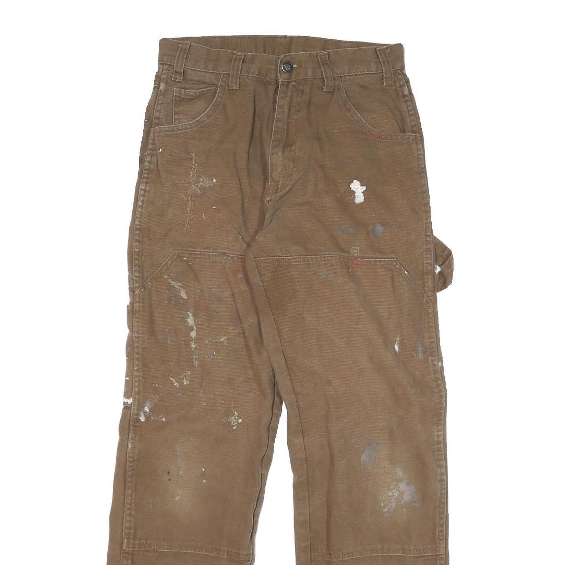 DICKIES Mens Cotton Blend Brown Regular Fit Straight Leg Trousers W26 L30