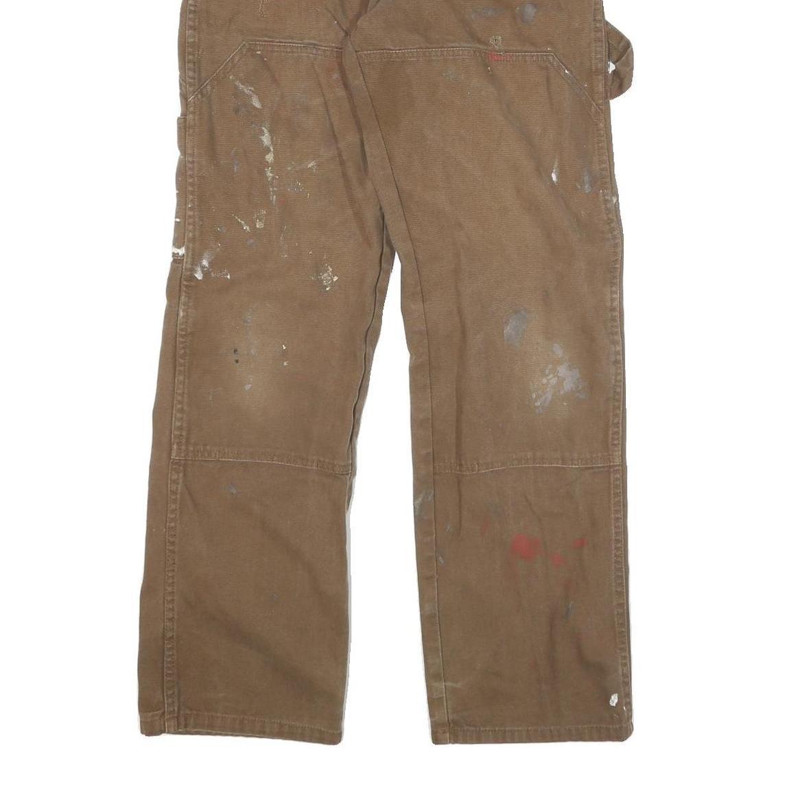 DICKIES Mens Cotton Blend Brown Regular Fit Straight Leg Trousers W26 L30