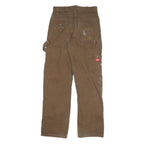 DICKIES Mens Cotton Blend Brown Regular Fit Straight Leg Trousers W26 L30