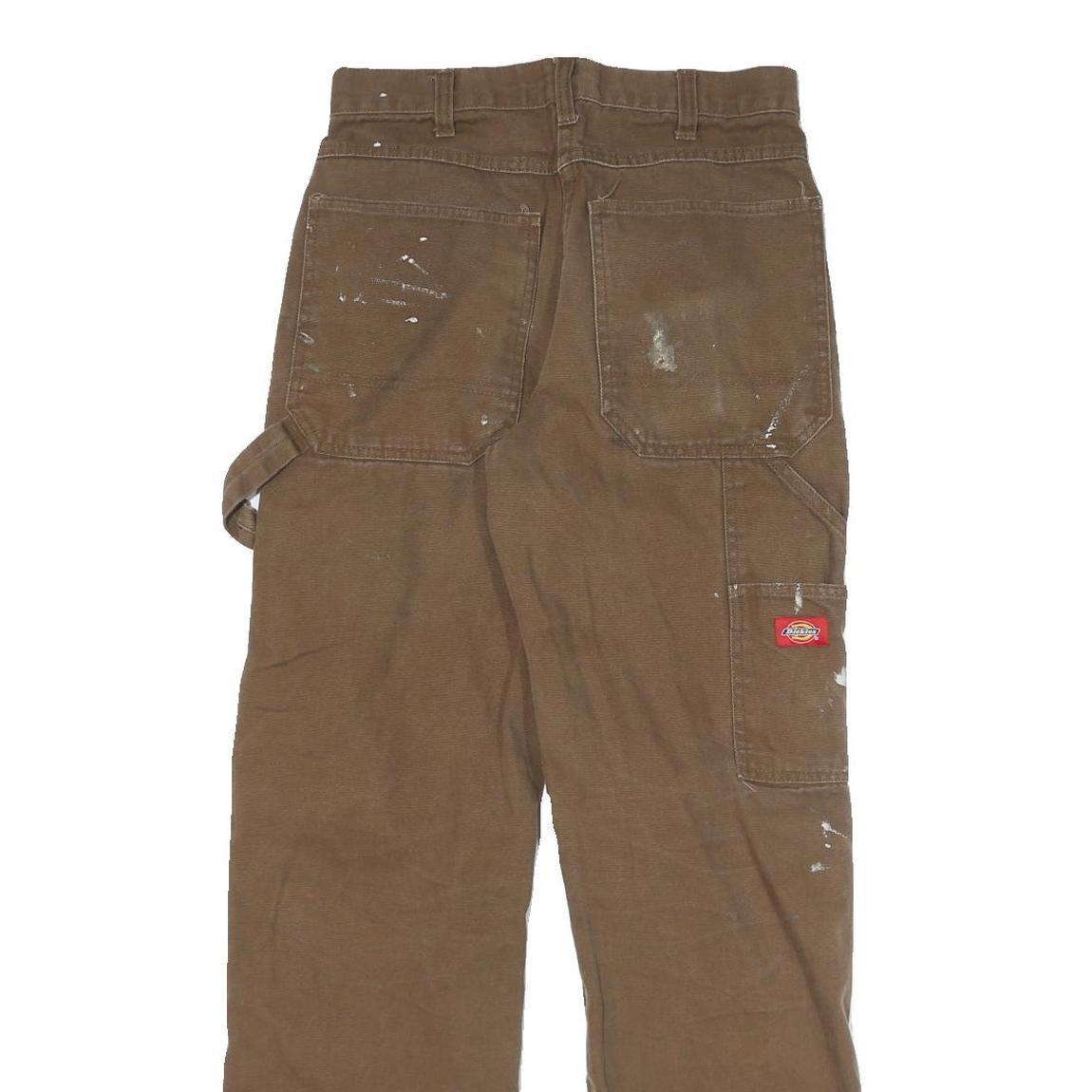 DICKIES Mens Cotton Blend Brown Regular Fit Straight Leg Trousers W26 L30