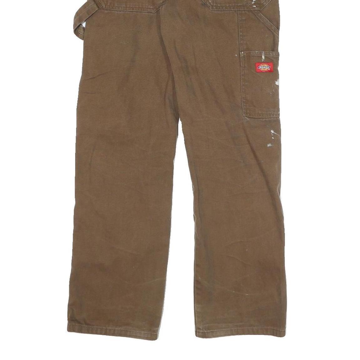 DICKIES Mens Cotton Blend Brown Regular Fit Straight Leg Trousers W26 L30