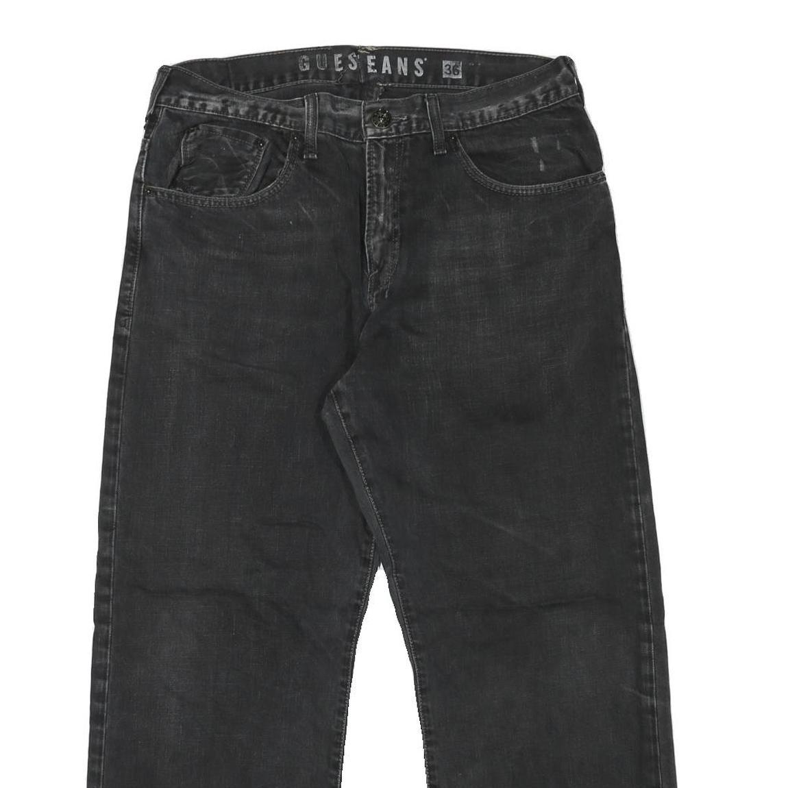 GUESS Mens Relaxed Black Denim W34 L28 Casual Zip Cotton Blend Jeans