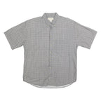 NATURAL ISSUE Mens Blue & White Pattern Cotton Shirt L Casual Button Front Short