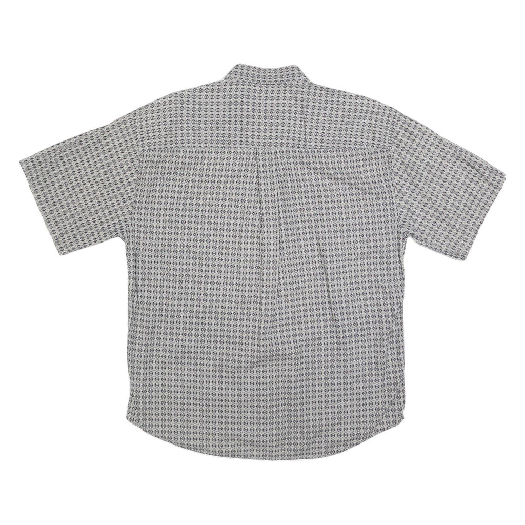 NATURAL ISSUE Mens Blue & White Pattern Cotton Shirt L Casual Button Front Short