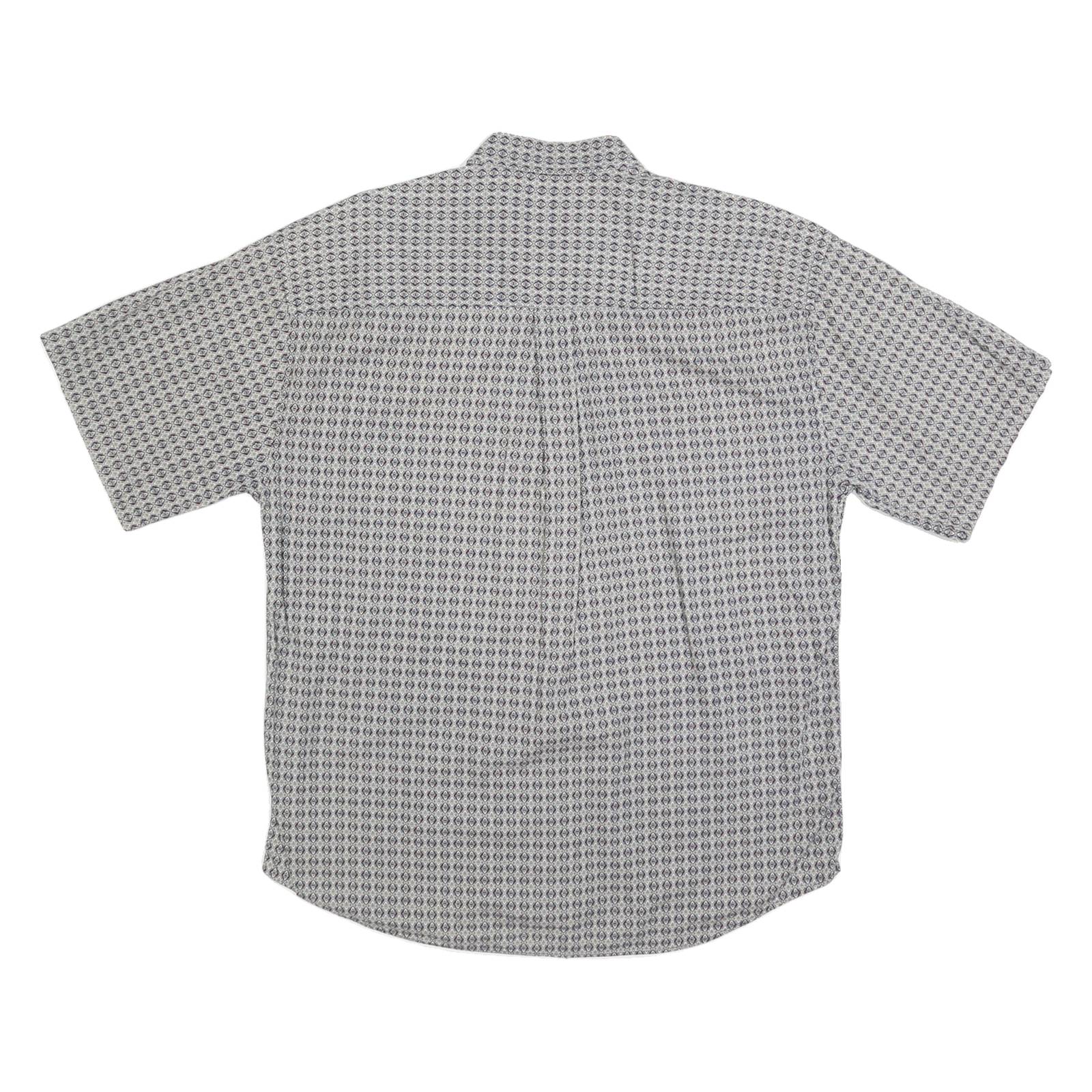 NATURAL ISSUE Mens Blue & White Pattern Cotton Shirt L Casual Button Front Short