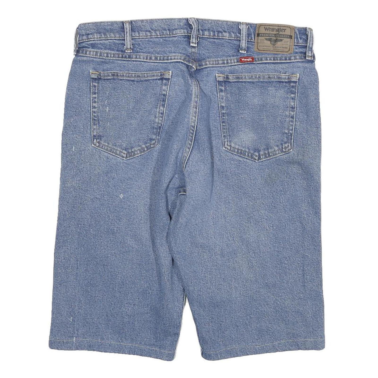 WRANGLER Mens Shorts Blue Denim XL W34 Classic Fit Casual Cotton Blend