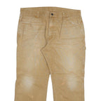 DICKIES Mens Cotton Blend Beige Regular Fit Trousers W38 L30 Workwear Zip