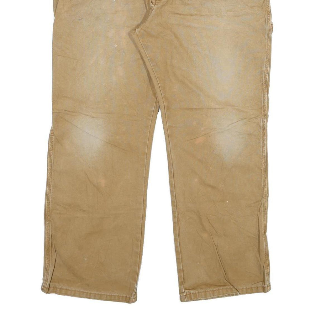 DICKIES Mens Cotton Blend Beige Regular Fit Trousers W38 L30 Workwear Zip