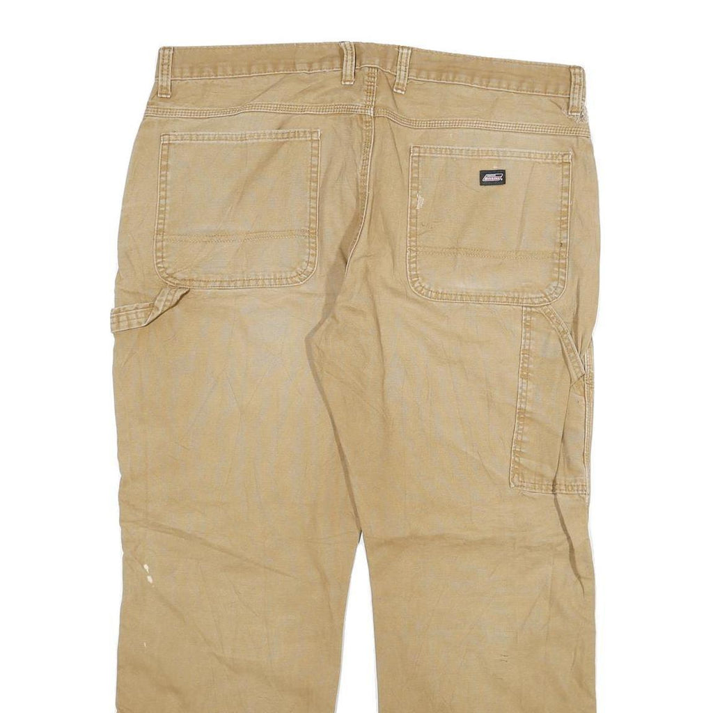 DICKIES Mens Cotton Blend Beige Regular Fit Trousers W38 L30 Workwear Zip