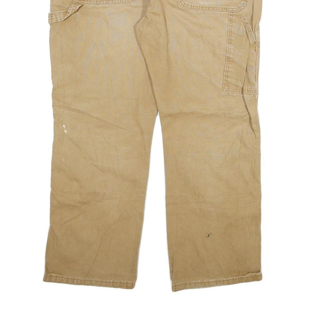 DICKIES Mens Cotton Blend Beige Regular Fit Trousers W38 L30 Workwear Zip