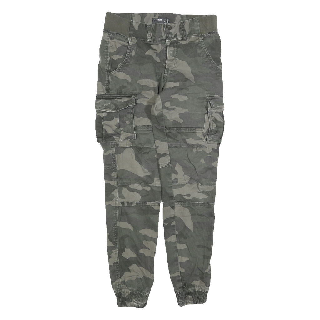 TERRANOVA Mens Slim Camouflage Cargo Cotton Blend Trousers W26 L28