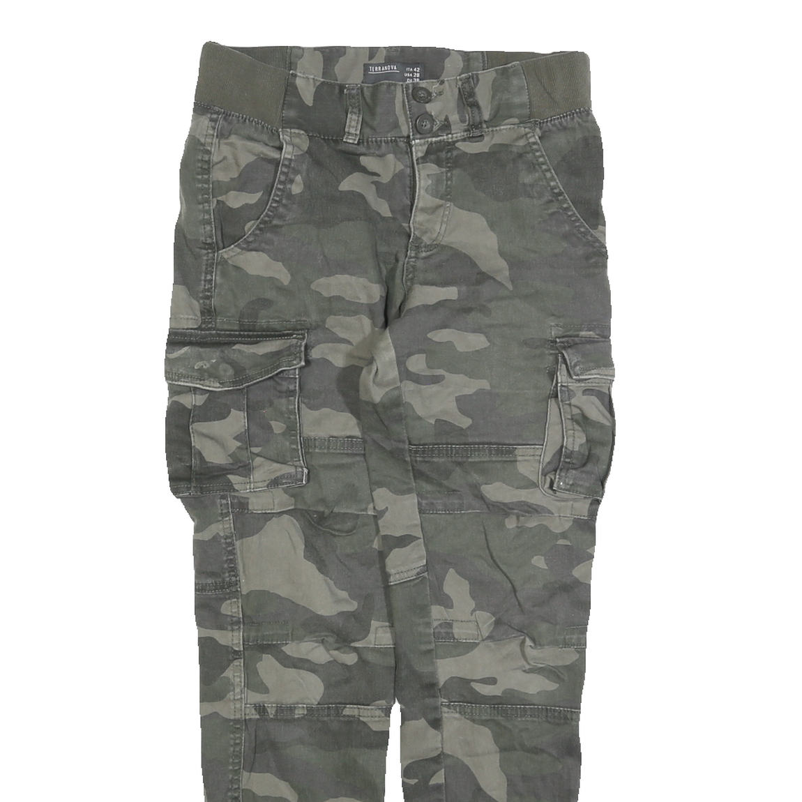 TERRANOVA Mens Slim Camouflage Cargo Cotton Blend Trousers W26 L28