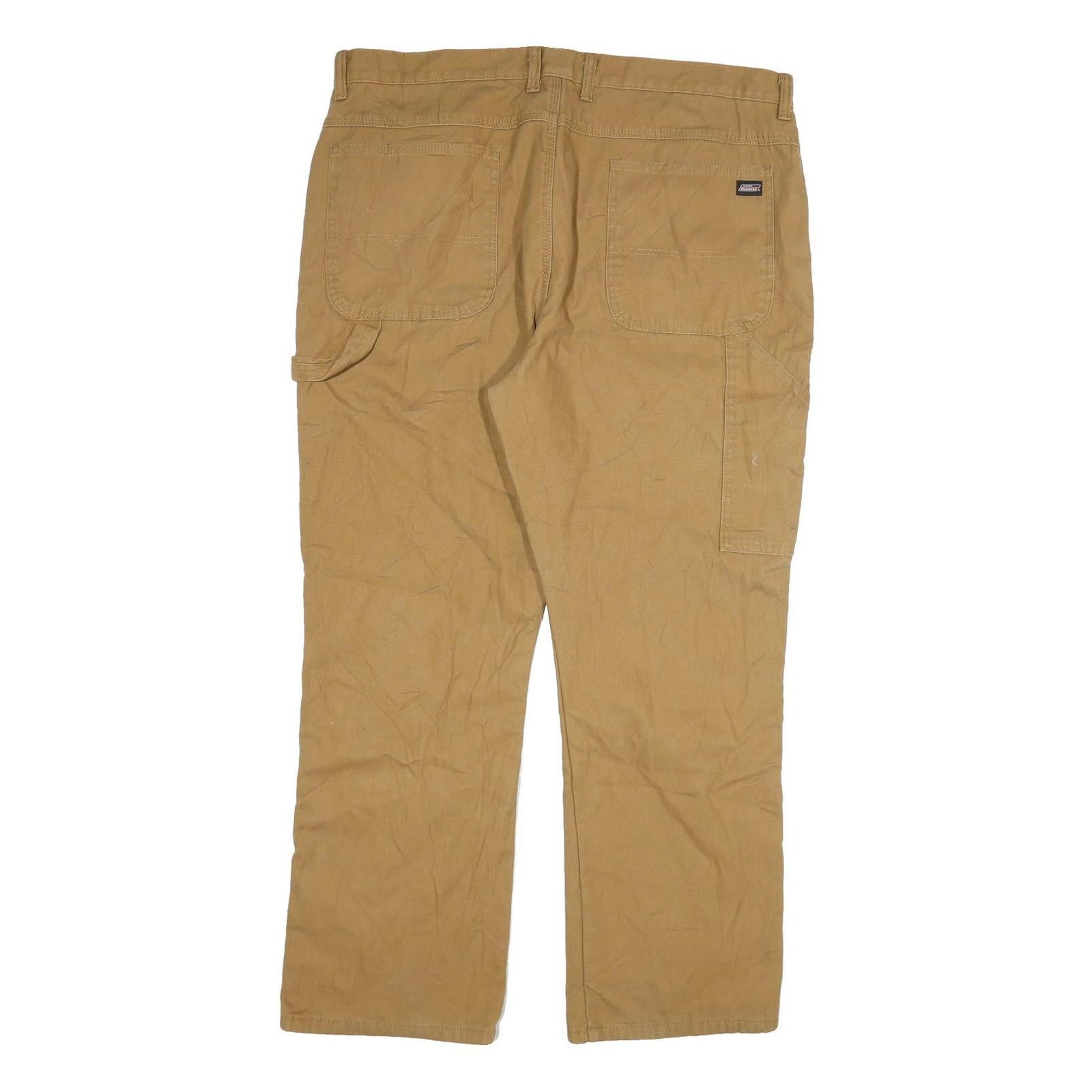 DICKIES Mens Beige Regular Fit Straight Leg Denim Jeans W40 L30 Classic Cotton