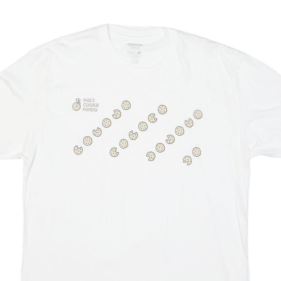 NEW BALANCE Mens White Cotton Blend Graphic T-Shirt L Short Sleeve Crew Neck