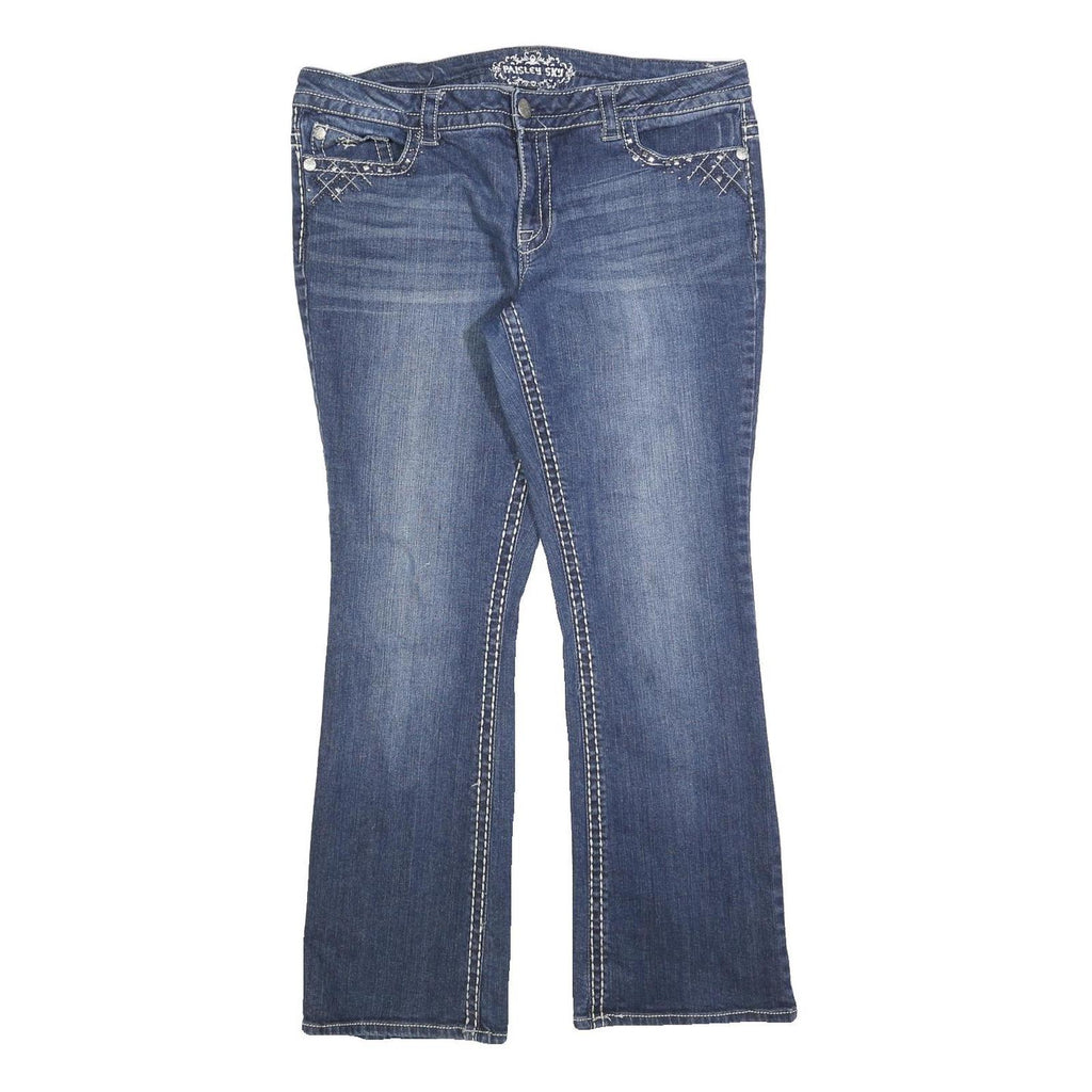 PAISLEY SKY Womens Regular Fit Blue Stretch Denim Bootcut Jeans W36 L30 Crystal
