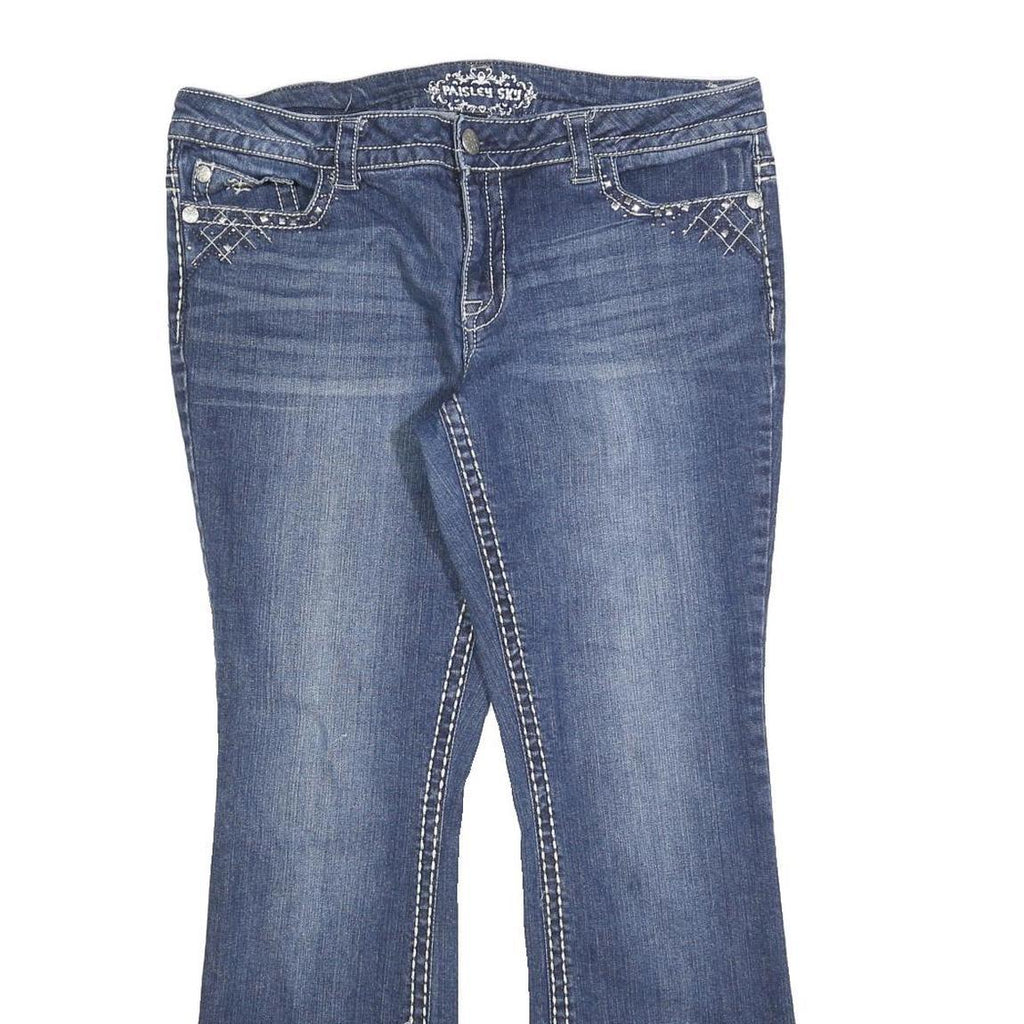PAISLEY SKY Womens Regular Fit Blue Stretch Denim Bootcut Jeans W36 L30 Crystal