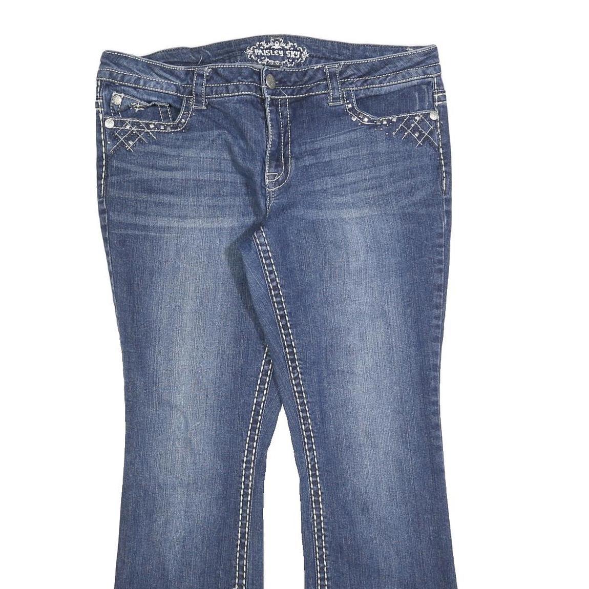 PAISLEY SKY Womens Regular Fit Blue Stretch Denim Bootcut Jeans W36 L30 Crystal