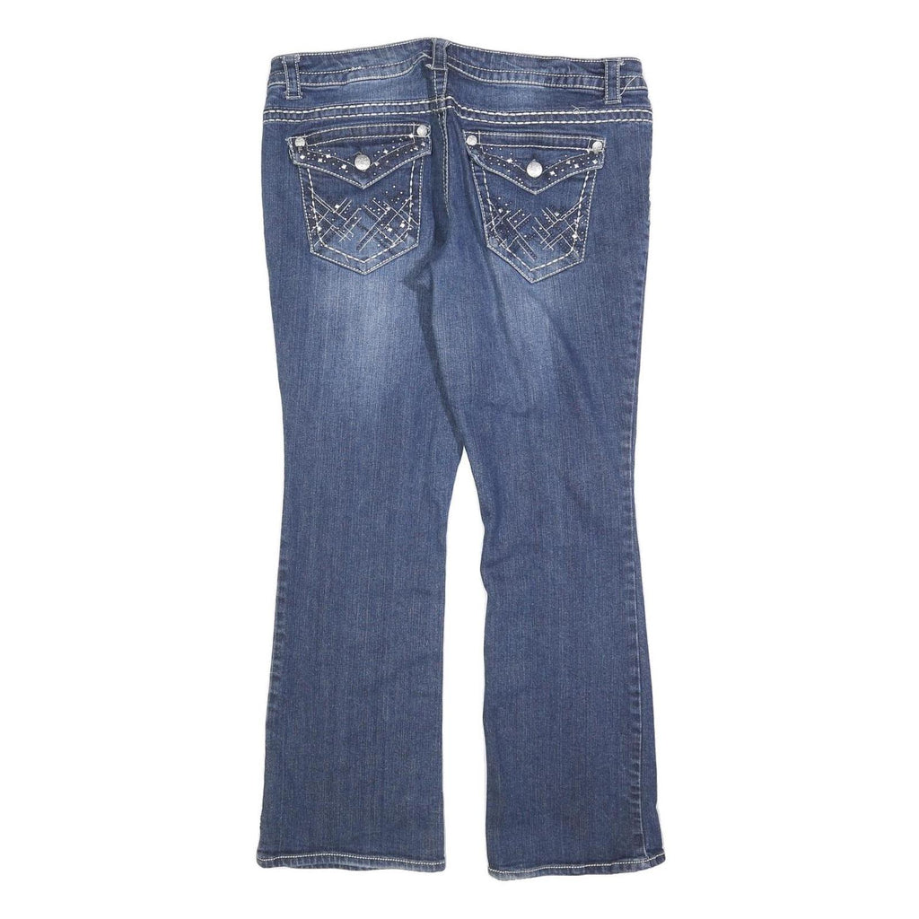 PAISLEY SKY Womens Regular Fit Blue Stretch Denim Bootcut Jeans W36 L30 Crystal