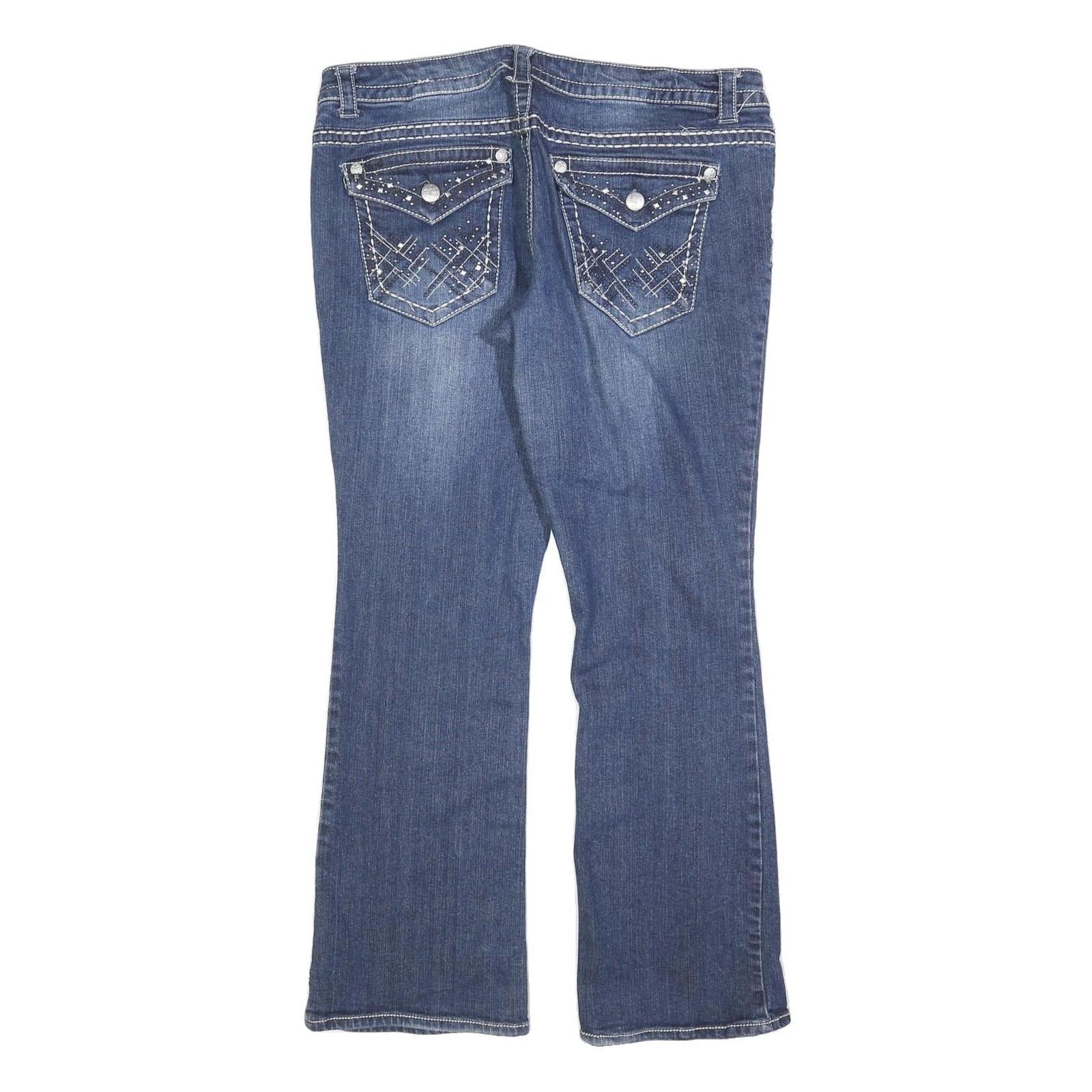 PAISLEY SKY Womens Regular Fit Blue Stretch Denim Bootcut Jeans W36 L30 Crystal