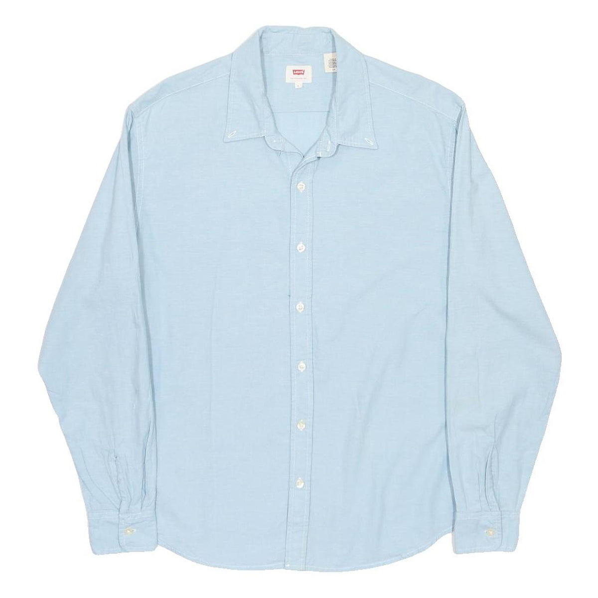 LEVI'S Mens Blue Plain Shirt L Cotton Long Sleeve Button Closure Regular Fit