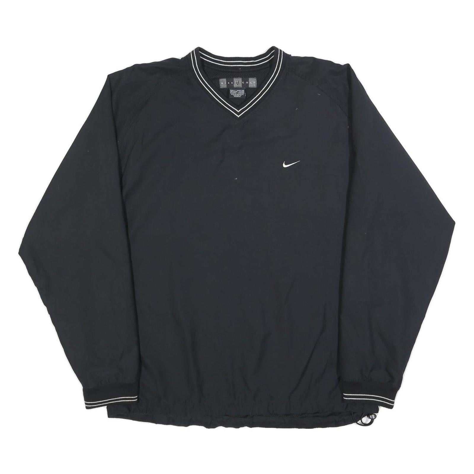 NIKE Mens Black Pullover Sweatshirt L V-Neck Lightweight Sportswear