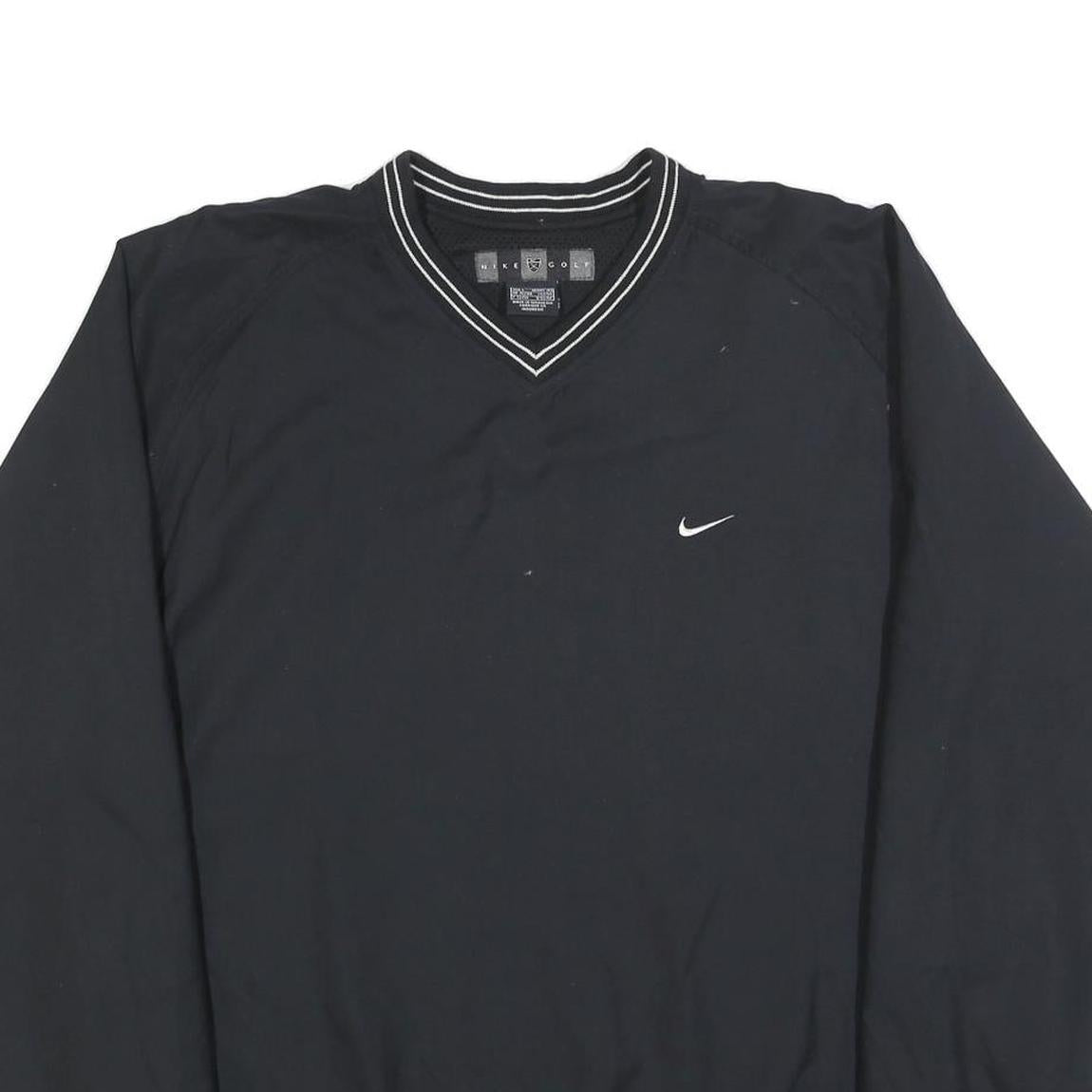 NIKE Mens Black Pullover Sweatshirt L V-Neck Lightweight Sportswear