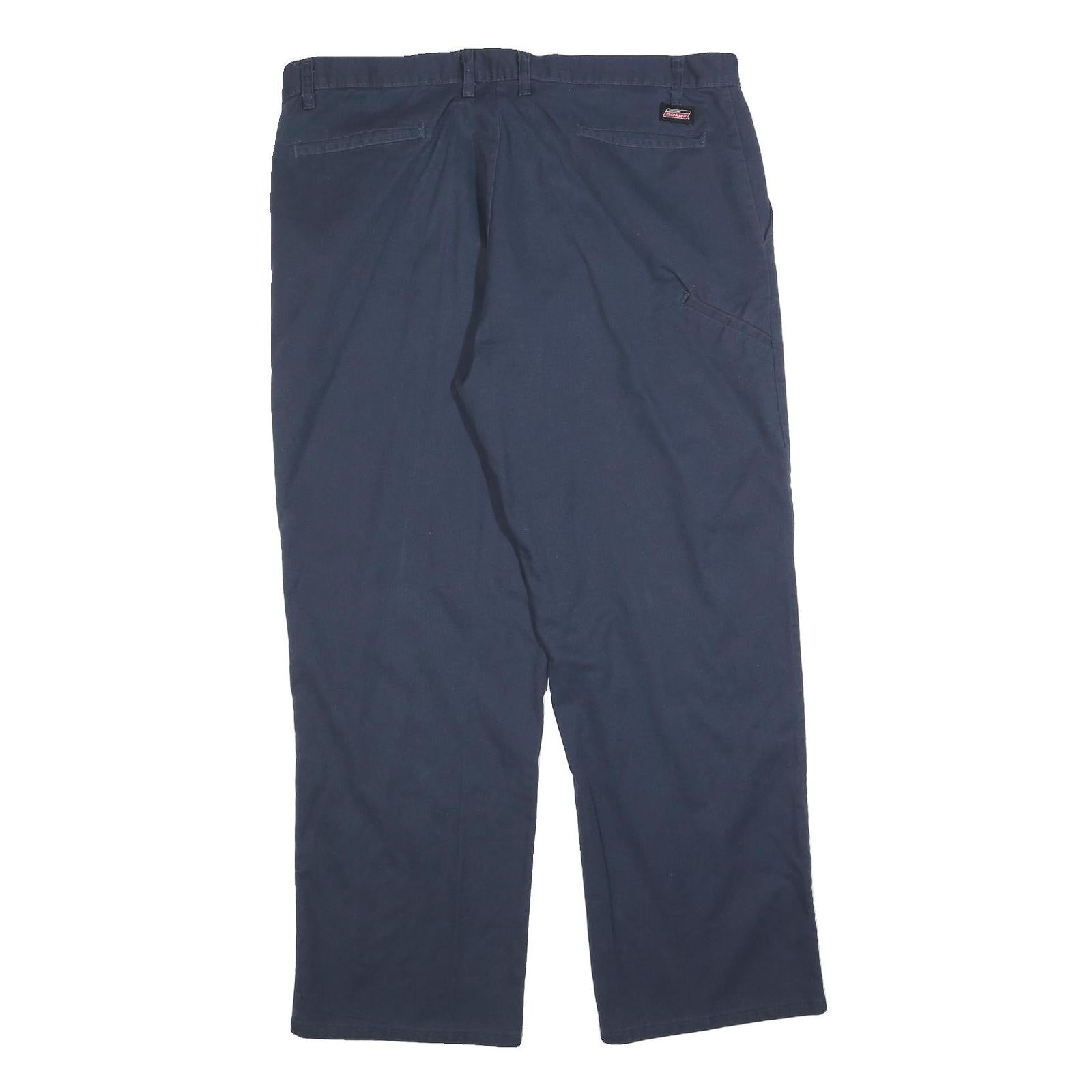 DICKIES Mens Cotton Blend Navy Relaxed Straight Trousers W40 L32 Workwear