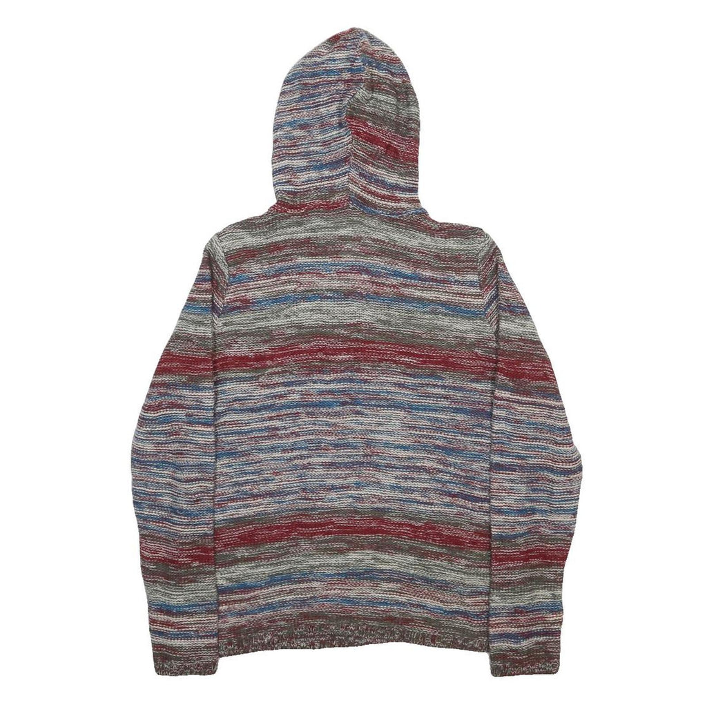 Womens Multicolour Patterned Jumper Hoodie Knit S Round Neck Chunky Knit Relaxed