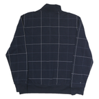 NAUTICA Mens Navy & White Checked Half Zip Sweatshirt L Cotton Pullover